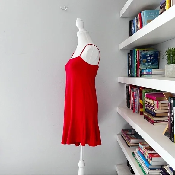 SUSANA MONACO Morello Flutter Hem coral red dress XS